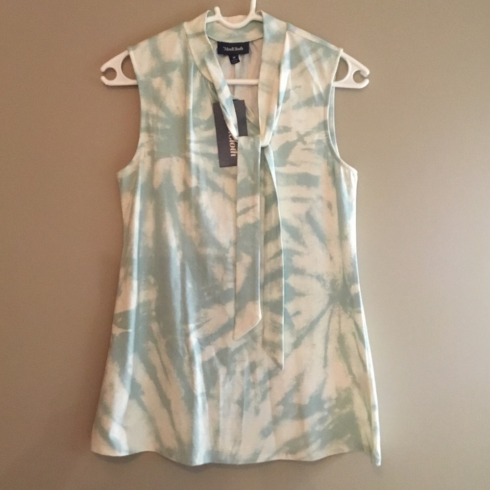 Modcloth Green/White Sleeveless Top, Size M